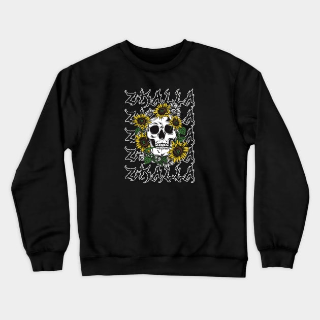 Skull & Sunflower Crewneck Sweatshirt by zkalla